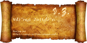 Ványi Zoltán névjegykártya