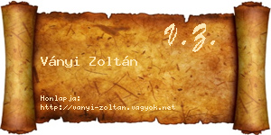 Ványi Zoltán névjegykártya